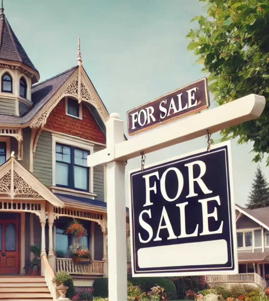 For sale sign in front of B and B