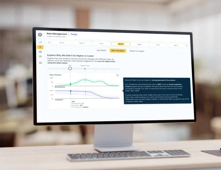 Image of TakeUp dashboard with why this rate feature displayed on desktop computer screen